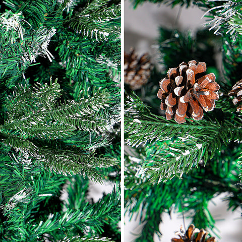 Frosted Tips Christmas Tree With Pine Cones 2.1m High