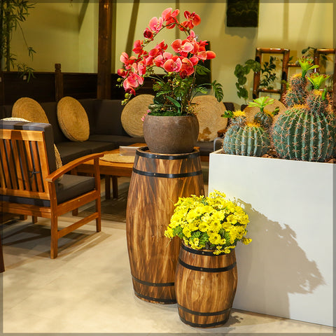 classic wooden barrel decoration