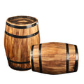 Rustic wooden barrel for garden and patio decoration