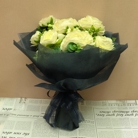 Artificial Eucalyptus Ranunculus Flowers Bouquet