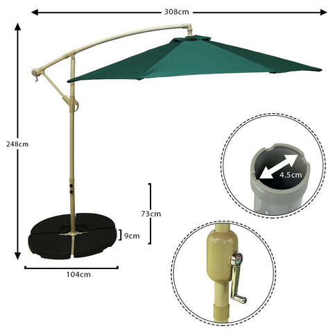 Heavy-duty cantilever umbrella with sturdy base on a sunny patio