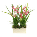 Faux broad leaf coral tree plant for home decor