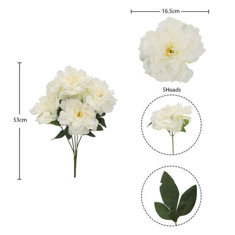 Artificial Silk Peony Flowers White