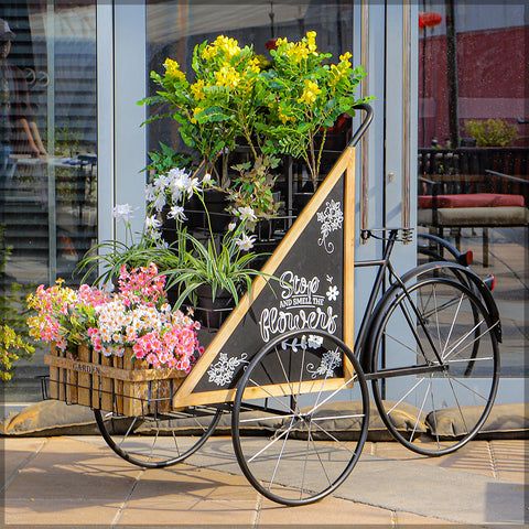 Decorative Metal Bicycle with Flower Stand