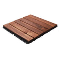 Interlocking wooden floor tiles for patios and garden paths