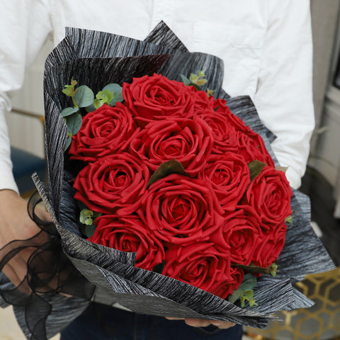 Luxury Valentines Forever Red Roses Bouquet