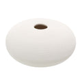 Elegant circular white embossed line ceramic vase for home decor