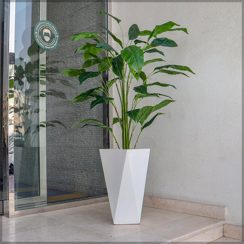 Contemporary diamond design concrete planter pot