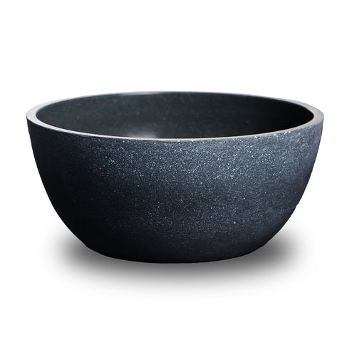 Modern round gray plastic planters pot