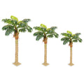 Faux palm tree trio set with realistic green foliage in decorative pots