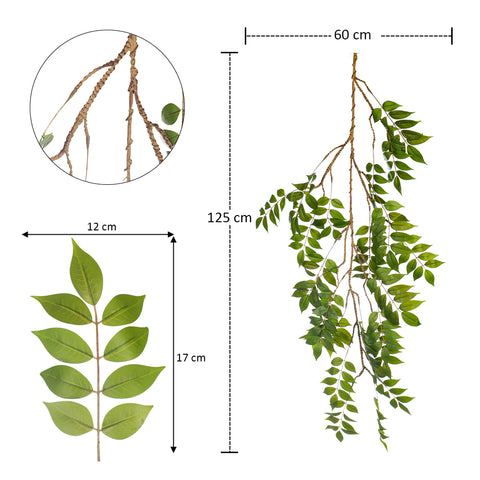 Artificial green hanging leaves for home styling