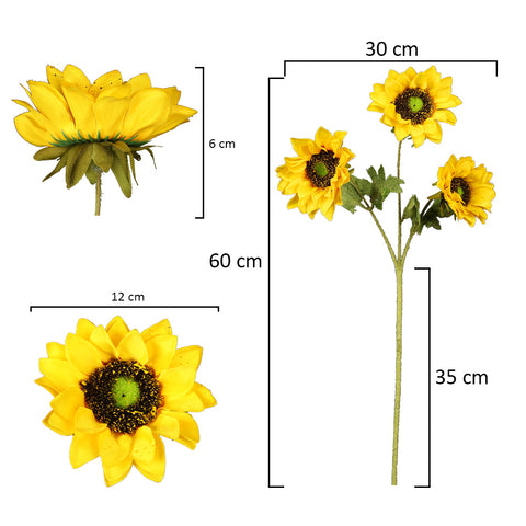 2PCS Artificial Silk Yellow Sunflowers