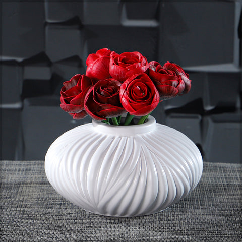 White Textured Ceramic Vase