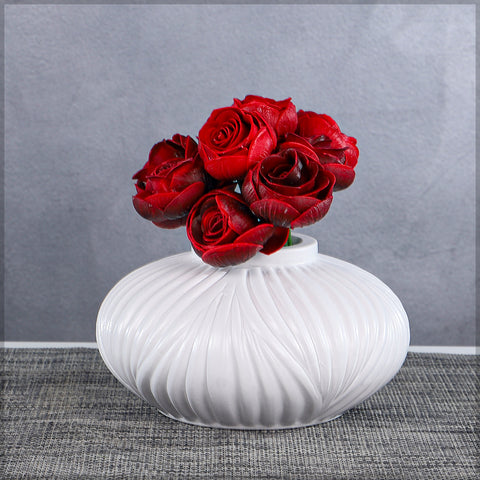 White Textured Ceramic Vase