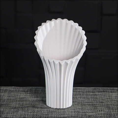 White Ceramic Wide Mouth Vase