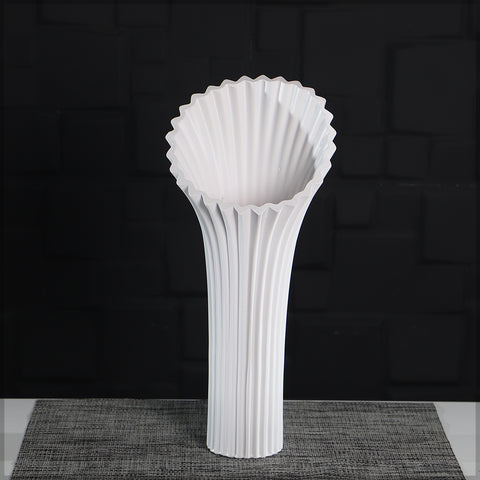 White Ceramic Wide Mouth Vase