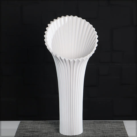 White Ceramic Wide Mouth Vase