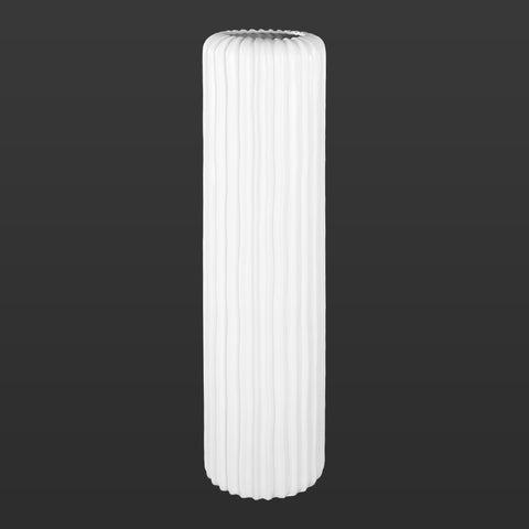 Ceramic White Floor Vase With Groove Texture