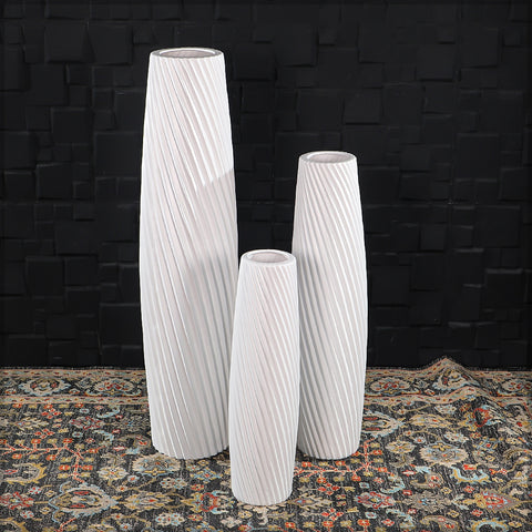 Floor Standing Diagonal Design Ceramic Vase