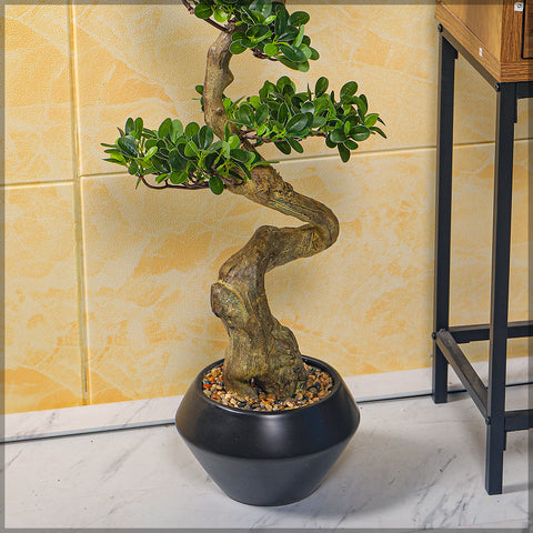 Artificial potted ficus microcarpa bonsai tree