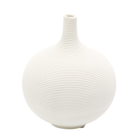 Elegant round embossed line ceramic flower vase for home decor