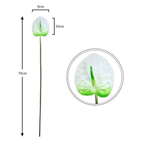 Artificial Single Anthurium Flower W-Green