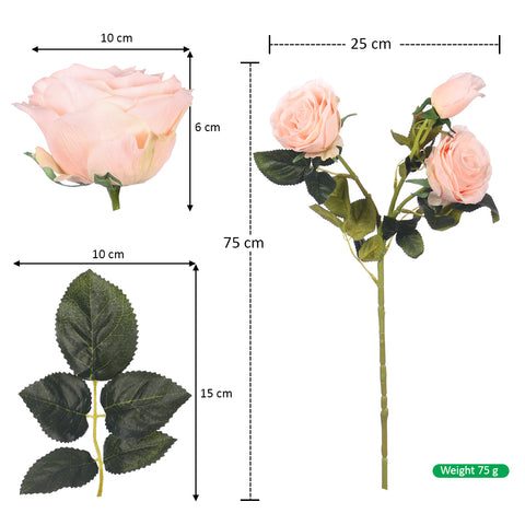 3 Heads Real Touch Rose Flowers