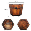 Hexagonal wooden pot for home decor