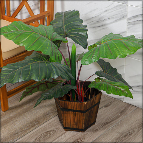 Large wooden hexagon flower pot