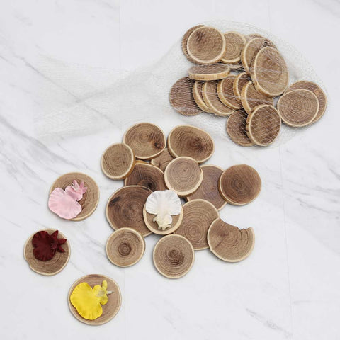 Natural Unfinished Wood Round Slice Chips