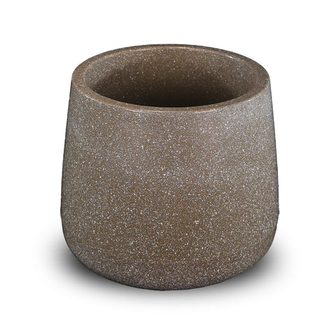 Brown with Small White Print Plastic Planter