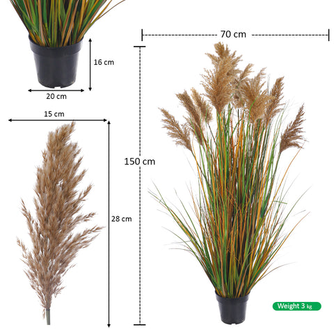 Decorative Artificial Grass Plant with Natural Dried Pampas Flower