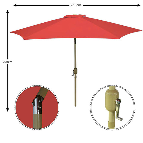 Crank parasol with adjustable tilt for maximum sun coverage