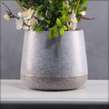 White printed brown plant pot