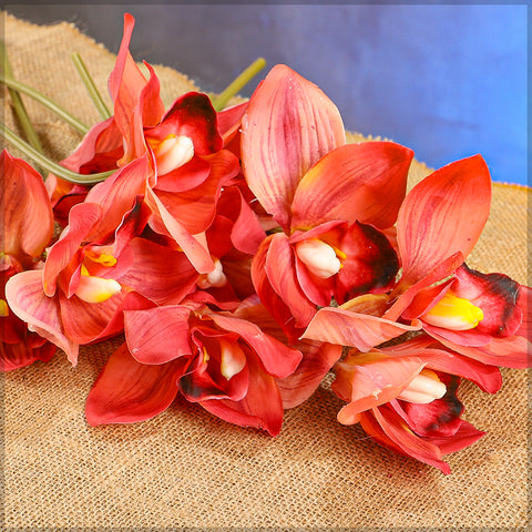 5 Heads Of Artificial Cymbidium Orchid Flower