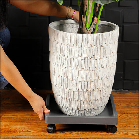 Square Plastic Plant Caddy with Wheels