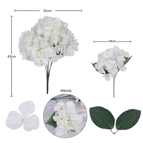 6 Head Silk Artificial Hydrangea Flowers