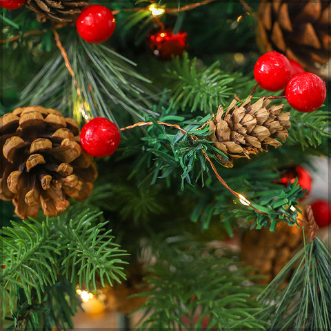 Christmas LED Lights String With Pinecones and Berry