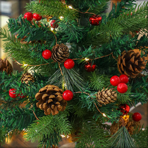 Christmas LED Lights String With Pinecones and Berry