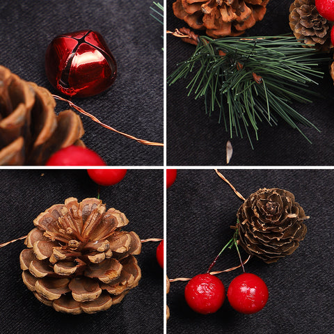 Christmas LED Lights String With Pinecones and Berry