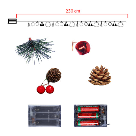 Christmas LED Lights String With Pinecones and Berry