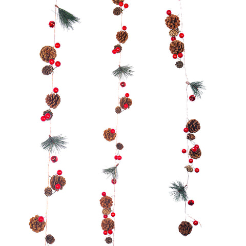 Christmas LED Lights String With Pinecones and Berry