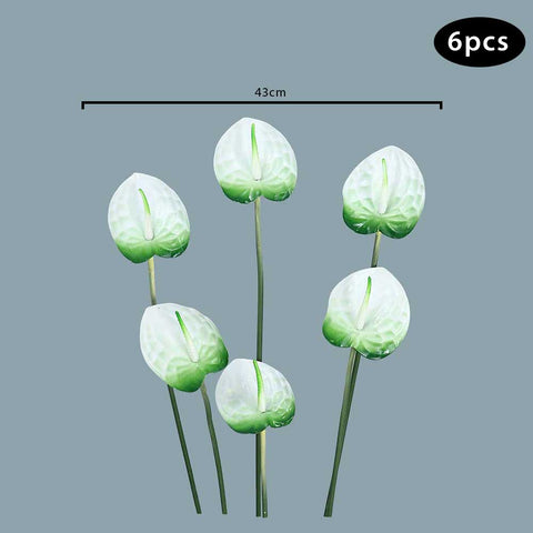 Artificial Single Anthurium Flower G-White