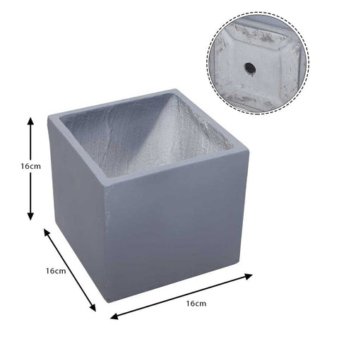 Gray concrete square planter