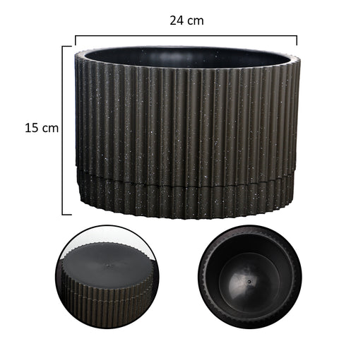 Round Ribbed Plastic Pot