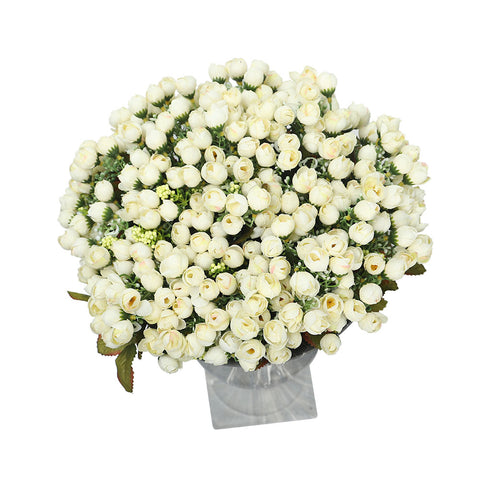 Artificial Silk Mini Peony Flowers White