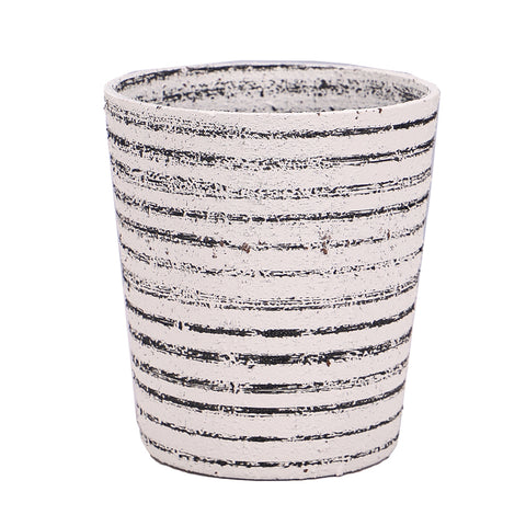 Stripe design white gray plastic pot