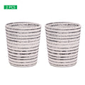 Plastic pot with stripe design in white and gray