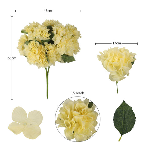 Silk Artificial Hydrangea Flowers Yellow