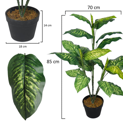 Elegant low maintenance artificial dieffenbachia plant in a stylish pot